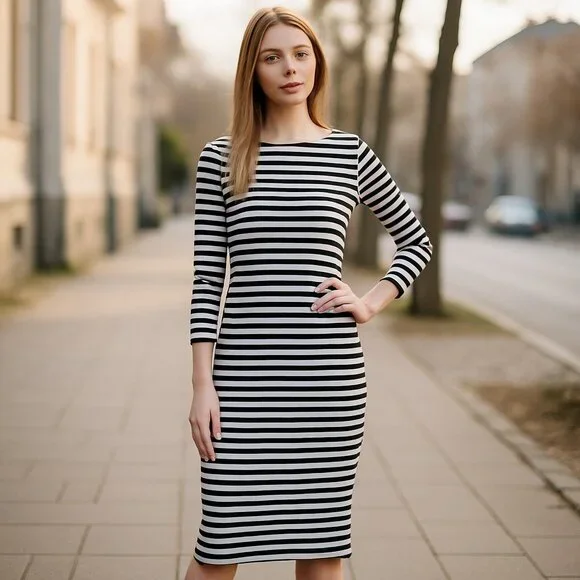 J. Crew | Dresses | Nwt J Crew Stripe Long Sleeve Cotton Dress | Poshmark